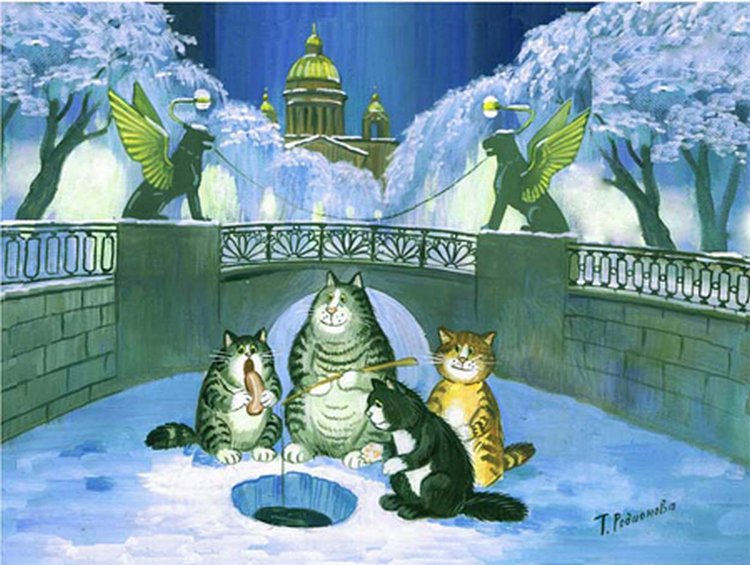 рыбалка - рыбаки, рыбалка, кот - оригинал