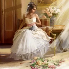 Схема вышивки «девушка и розы»