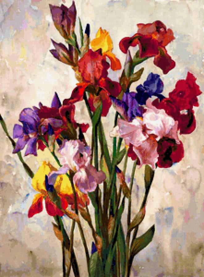 ирисы - цветы, букет, ирисы - предпросмотр