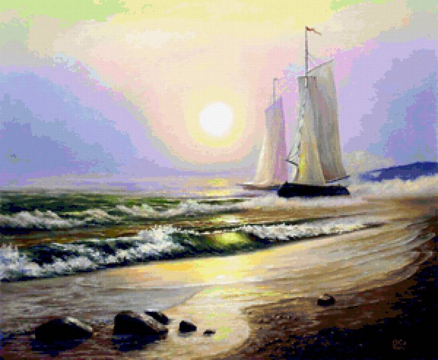 морской пейзаж - море, природа, пейзаж, корабли - предпросмотр