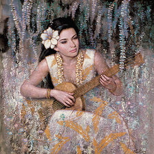 Схема вышивки «девушка в цветах с гитарой»