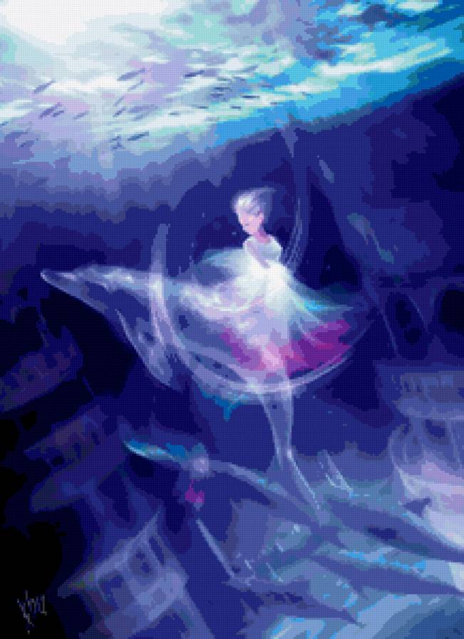 №317152 - вода, небо, люди, рыба, фэнтези, голубое, дельфины, сказки - предпросмотр