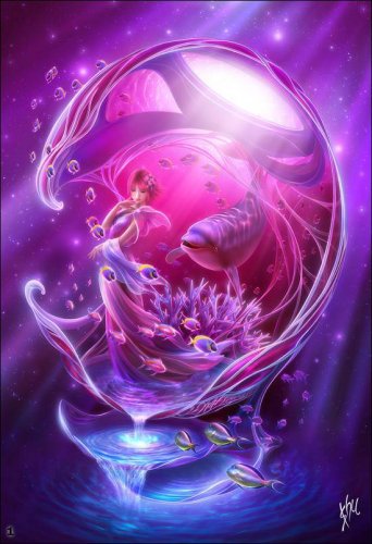 №317155 - дельфины, вода, люди, сказки, рыба, феи, фэнтези - оригинал