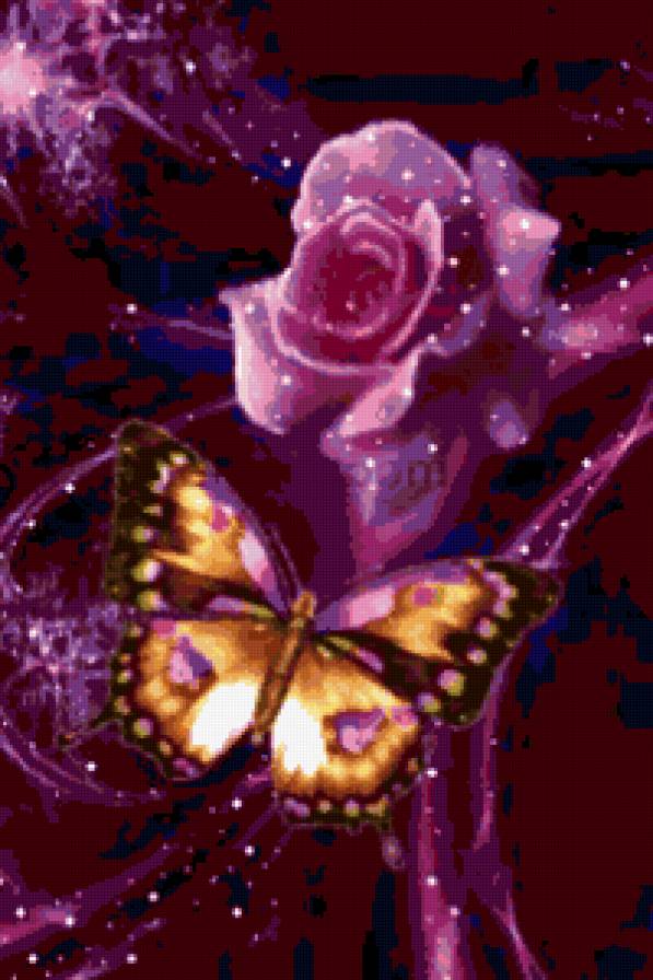 №317792 - розы, цветы, бабочка, абстракция, картина - предпросмотр