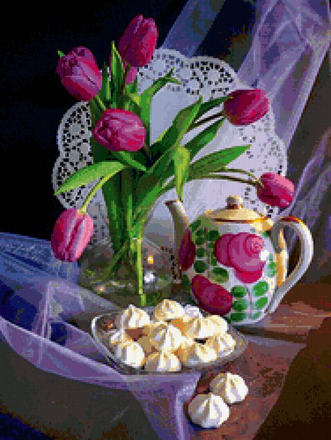 натюрморт - букет, натюрморт, цветы, тюльпаны - предпросмотр