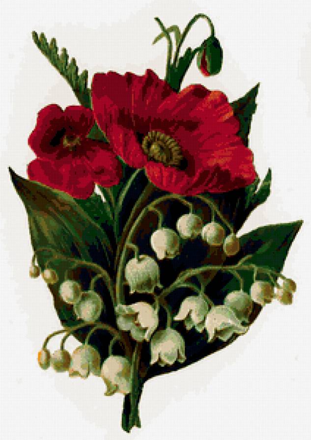 Маки, ландыши - цветы, букет - предпросмотр