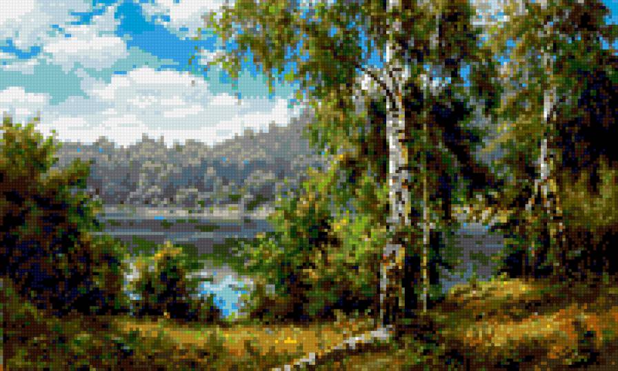 Лесное озеро - пейзаж, лес - предпросмотр