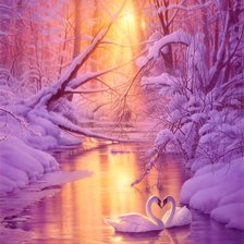 Схема вышивки «Лебеди»