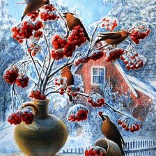 Схема вышивки «Зимняя рябина»