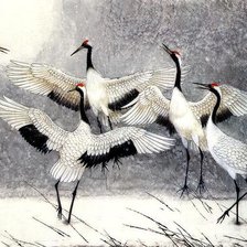 Схема вышивки «Журавли»