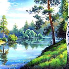 Схема вышивки «Лесное озеро»