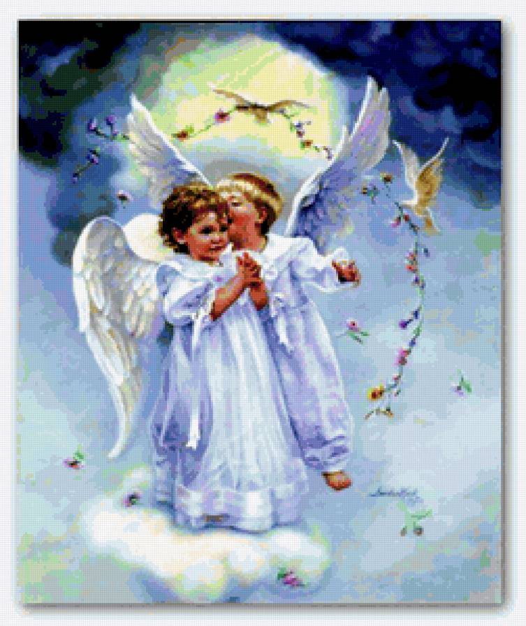 серия "ангелы" - ангел.цветы.птицы - предпросмотр
