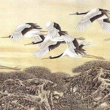 Схема вышивки «Журавли 1. Общий вид»