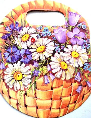 Корзина с цветами - букет, цветы, божья коровка, ромашки, корзина, колокольчики - оригинал