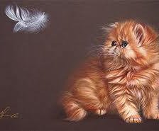 Схема вышивки «котёнок и пёрышко»