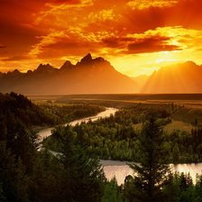 Схема вышивки «Закат в горах»