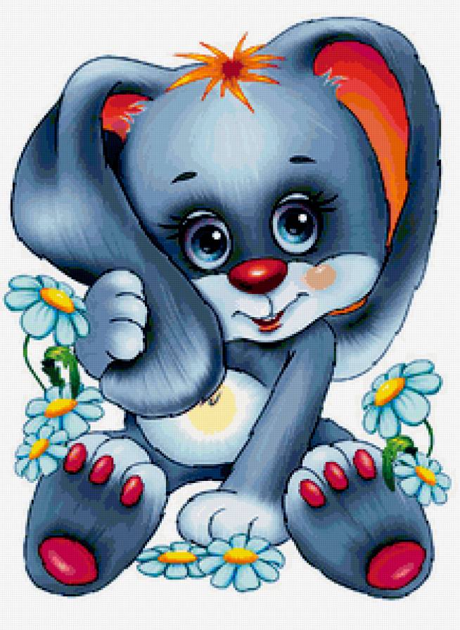 детская - зайка, ромашки - предпросмотр