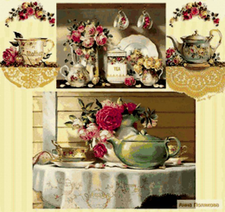 Кухонный колаж - красота, цветы, кухня - предпросмотр