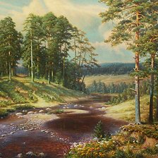 Схема вышивки «Пейзаж, лес»