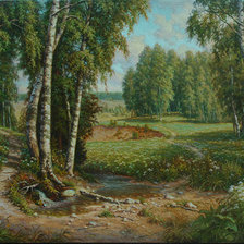 Схема вышивки «Пейзаж, березы»