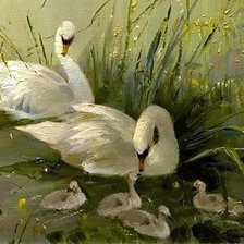 Схема вышивки «лебеди»