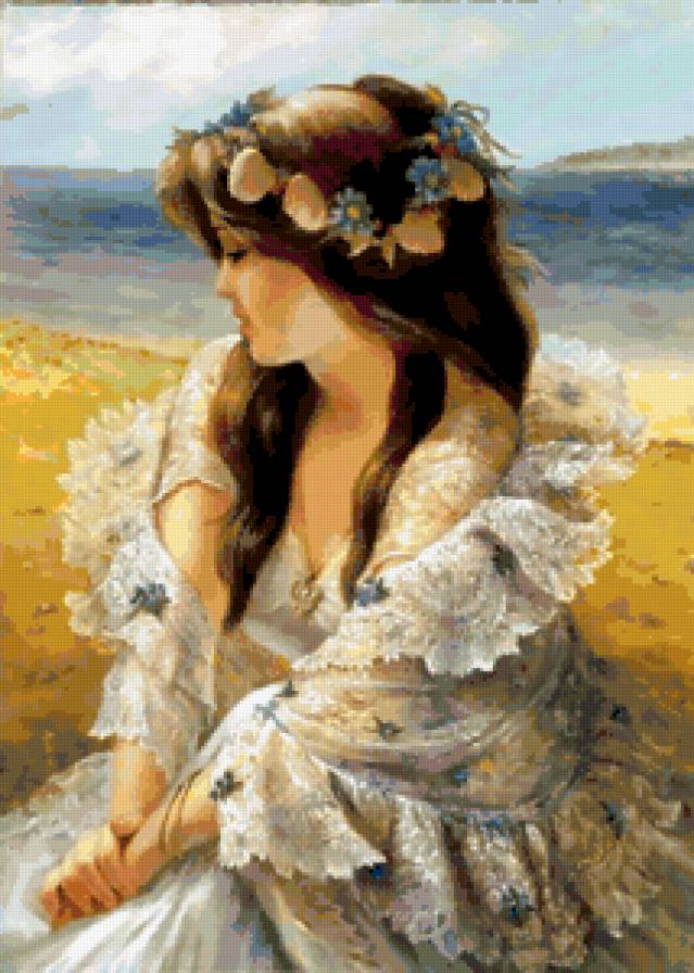 на морском берегу - картина - предпросмотр