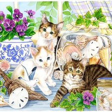 Схема вышивки «кошки»