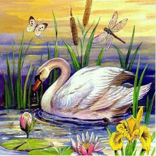 Схема вышивки «лебедь»