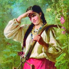 Схема вышивки «Девушка с коромыслом»