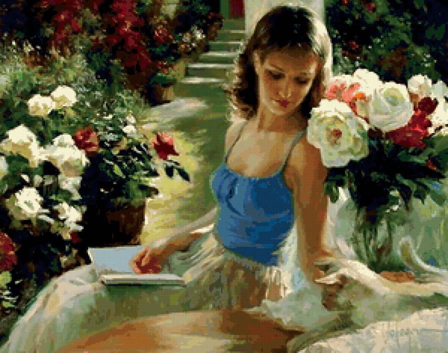 Среди роз - женский образ, женщина, сад, цветы, розы - предпросмотр