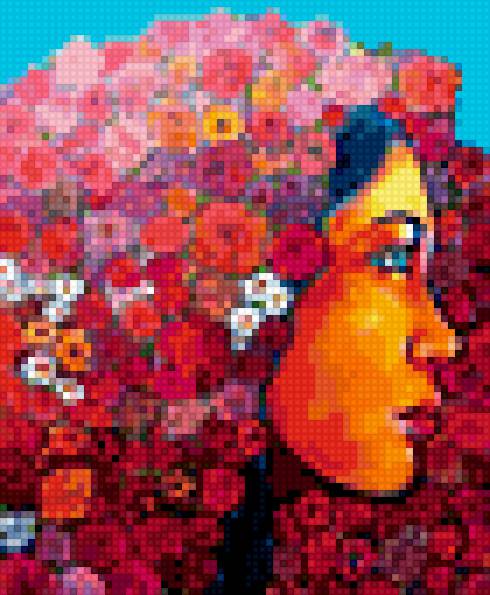 Девушка - девушка, цветы, профиль - предпросмотр