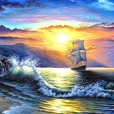 Схема вышивки «Закат на море»