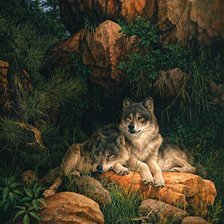 Схема вышивки «волки»