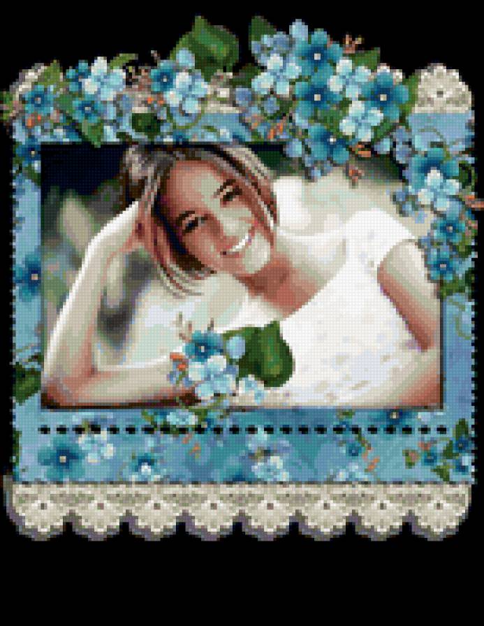 Незабудка, незабудка - красота, рамка для фото, девушки - предпросмотр