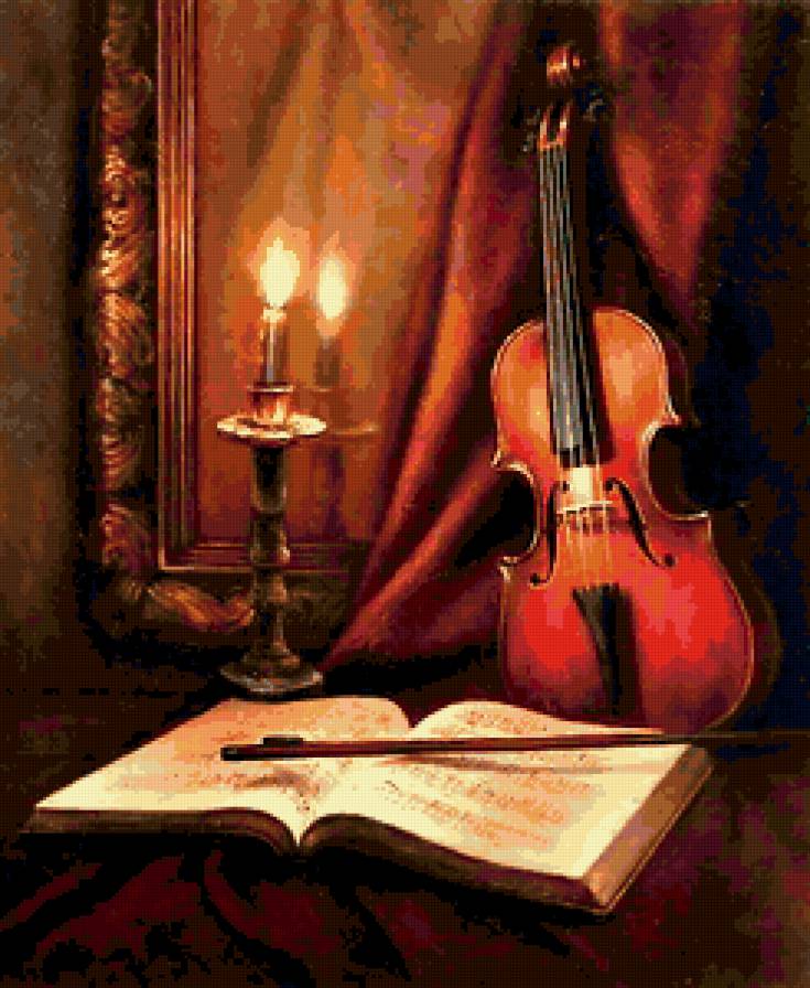 №322488 - музыка, натюрморт, ноты, скрипка, свеча - предпросмотр