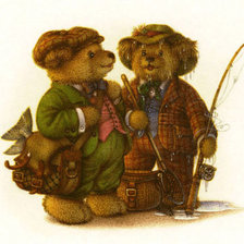 Схема вышивки «мишани рыболовы»