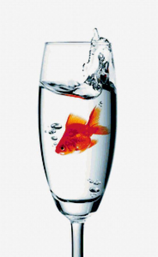 рыбка в бокале - рыбка, золотая рыбка, бокал - предпросмотр