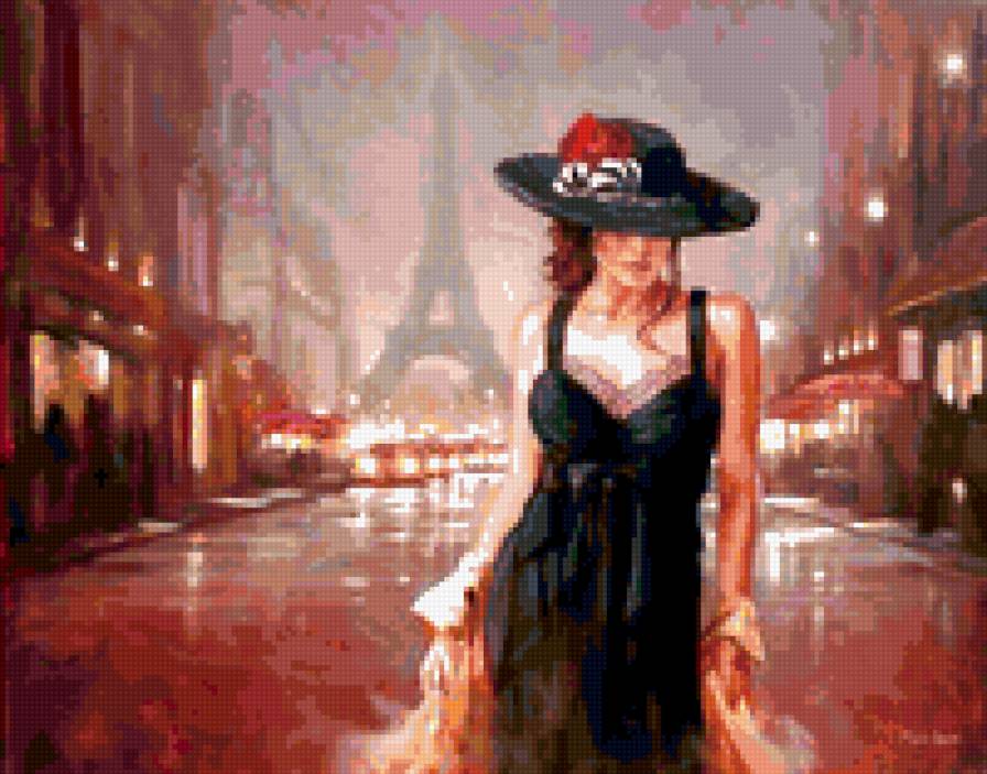 Дама в Париже - женская красота, картина - предпросмотр