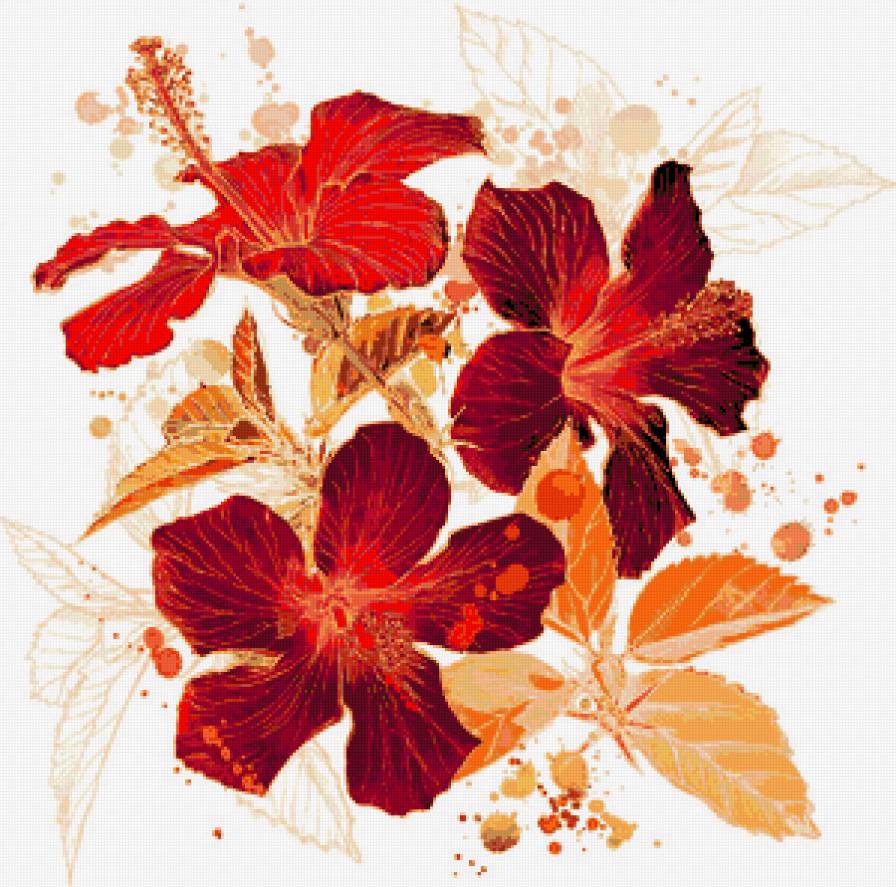 гибискус - гибискус, подушка, цветы - предпросмотр