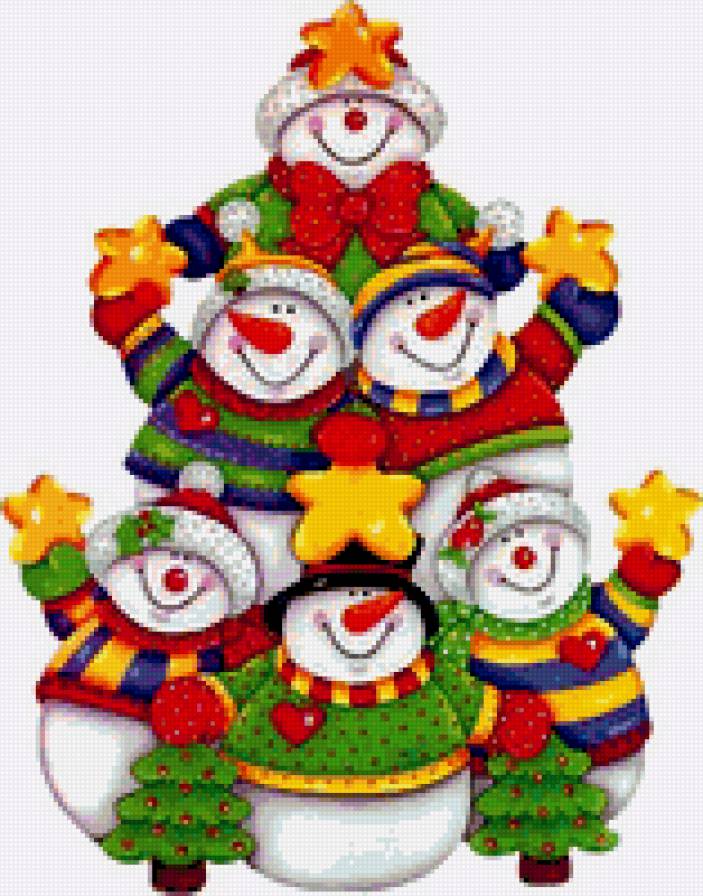 Весёлые снеговики - снеговик.праздник.новый год. - предпросмотр