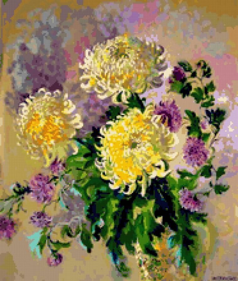 Хризантемы - цветы, флора.хризантемы.натюрморт, природа, букет - предпросмотр