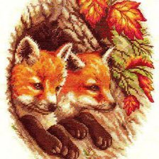 Схема вышивки «лисята»