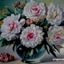 Схема вышивки «белые пионы»