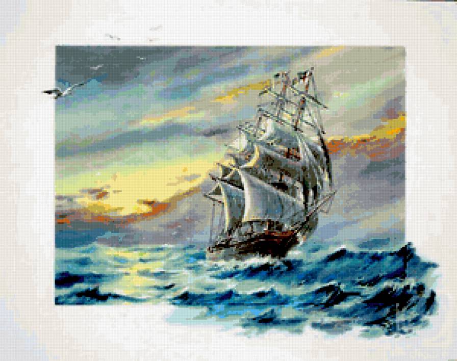 Парусник - морские мотивы - предпросмотр