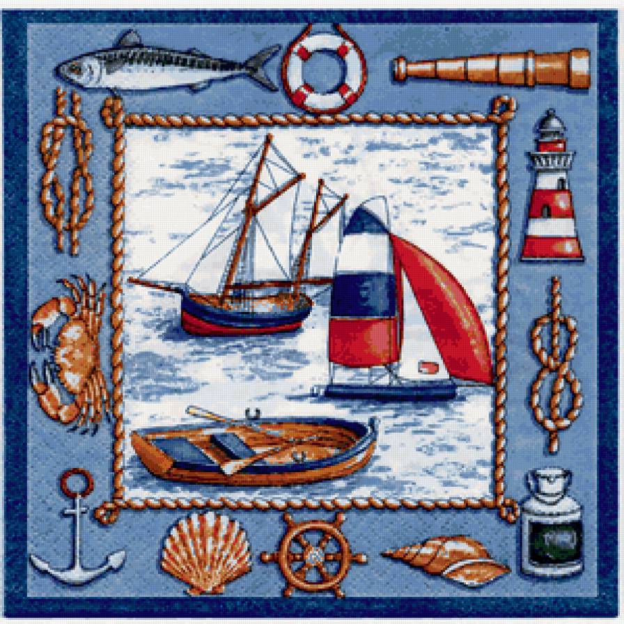 Подушка - морские мотивы - предпросмотр