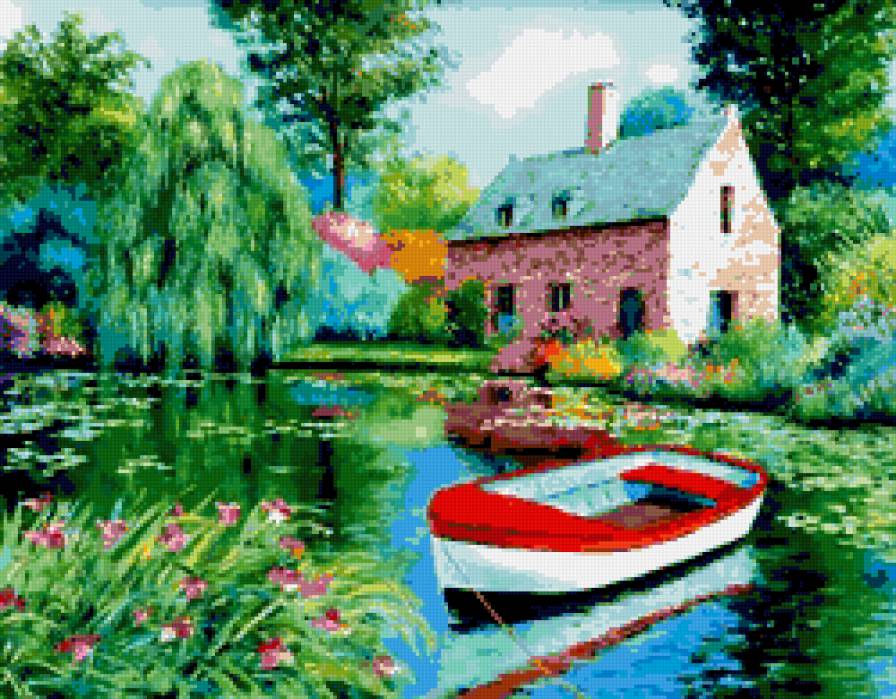 Domik, lodka, prud - предпросмотр