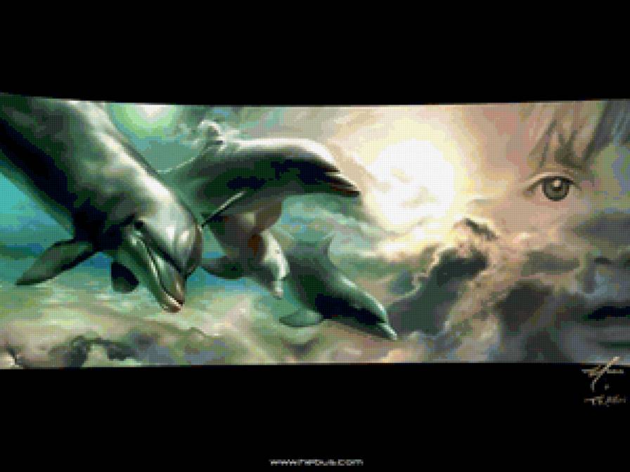 №324808 - дельфины, море, ребенок - предпросмотр