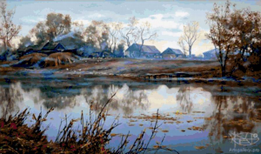 Вечер в деревне - деревня, село, деревенский пейзаж, вечер - предпросмотр