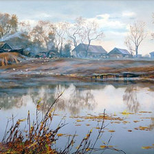 Схема вышивки «Вечер в деревне»