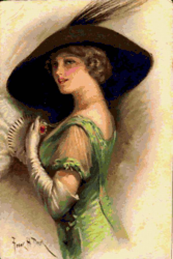 женский образ - картина девушка нежность шляпка - предпросмотр